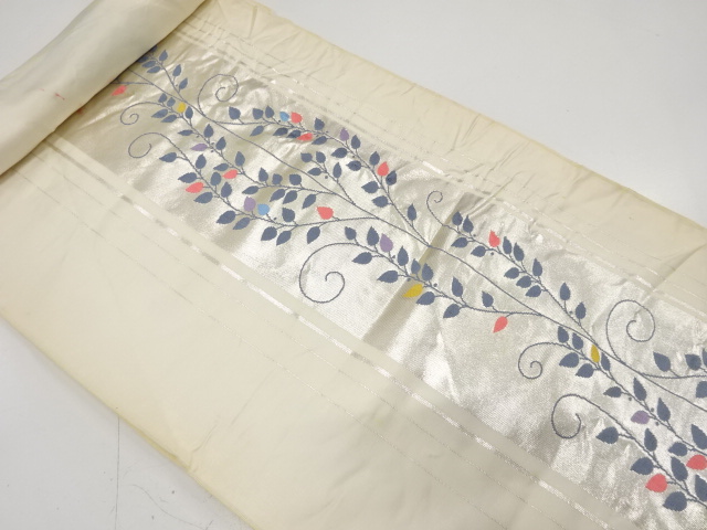 JAPANESE KIMONO / ANTIQUE BOLT FOR NAGOYA OBI / SILK / WOVEN STRIPE & ARABESQUE